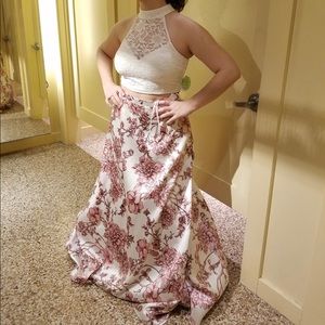 COPY - Lace and Floral two piece Prom formal Dress